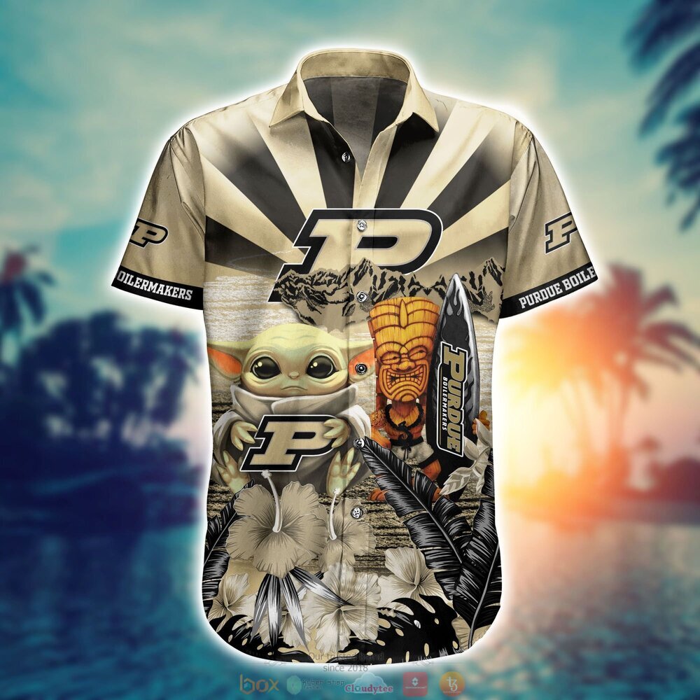 Purdue Boilermakers Baby Yoda NCAA Hawaiian Shirt, Shorts 2 Purdue Boilermakers NCAA Baby Yoda Hawaiian Shirt Shorts 1