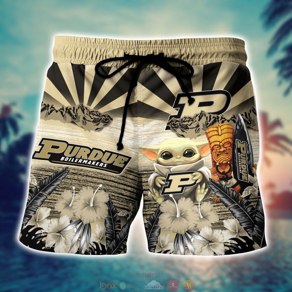 Purdue Boilermakers Baby Yoda NCAA Hawaiian Shirt, Shorts 4 Purdue Boilermakers NCAA Baby Yoda Hawaiian Shirt Shorts 1 2 3