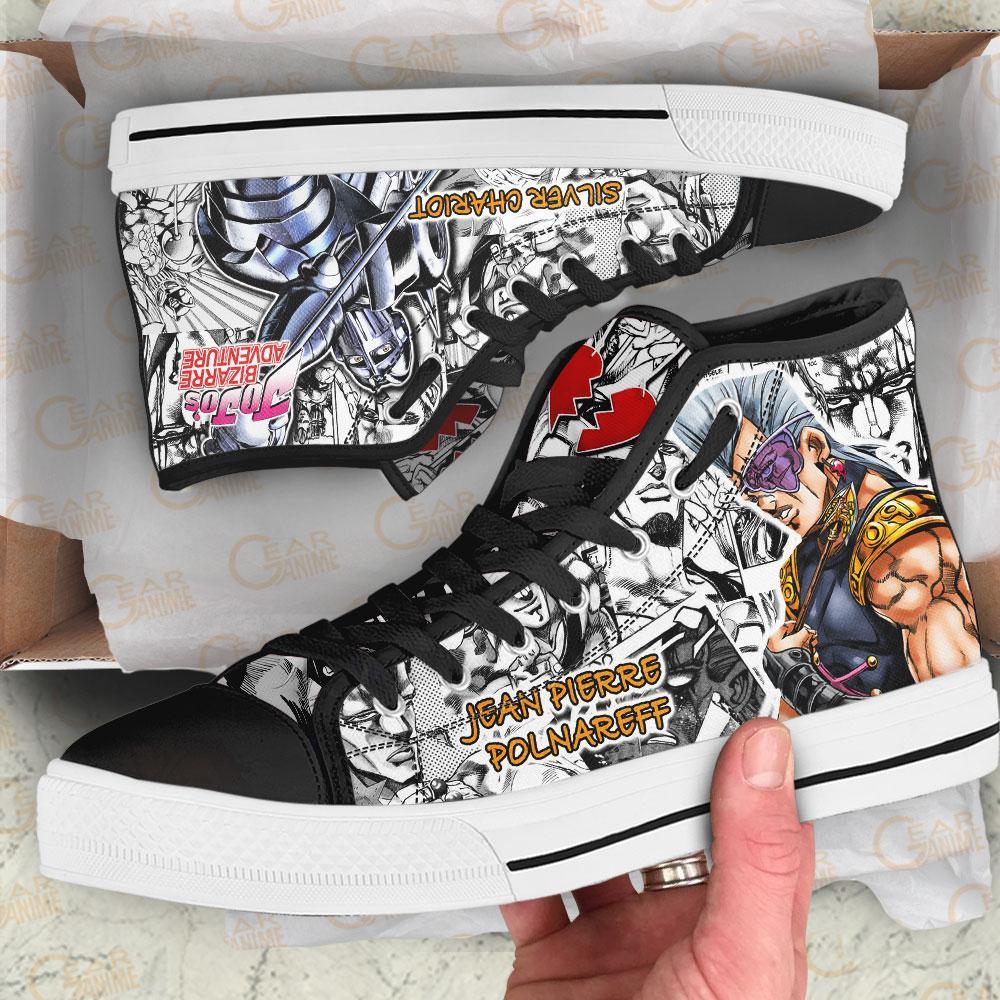 Anime Jojos Birraze Adventure Jean Pierre Polnareff High Top Canvas Shoes 1
