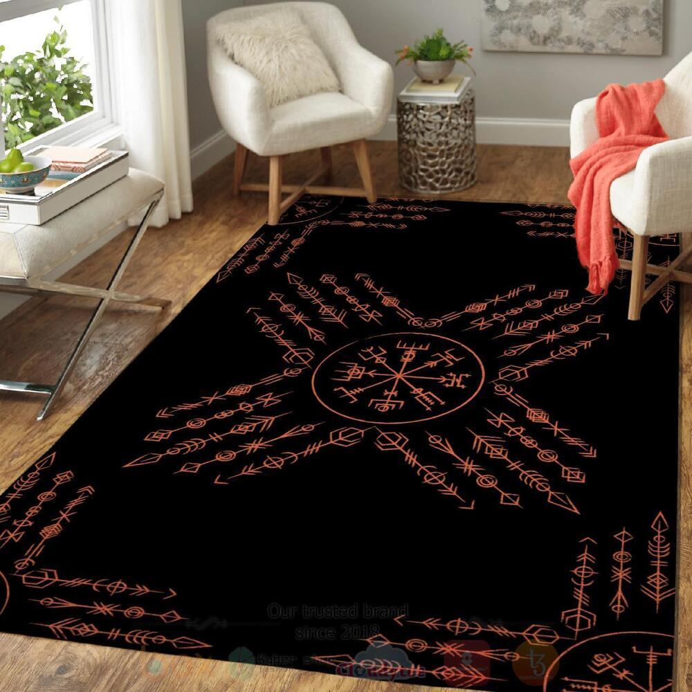Raven Rune Vegvisir Ver1 Viking Area Rug