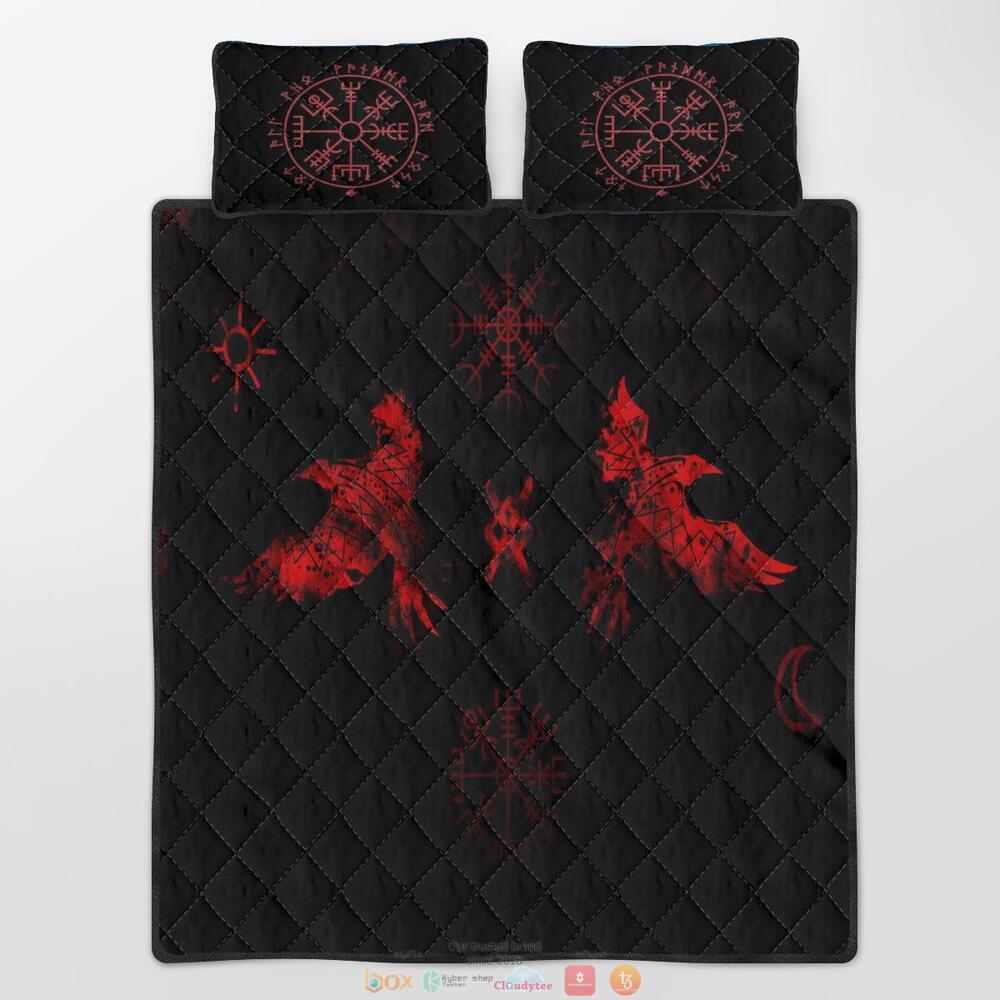 NEW Raven And Rune Black Red Quilt Bedding Set 3 Raven And Rune Black Red Quilt Bedding Set 1 2