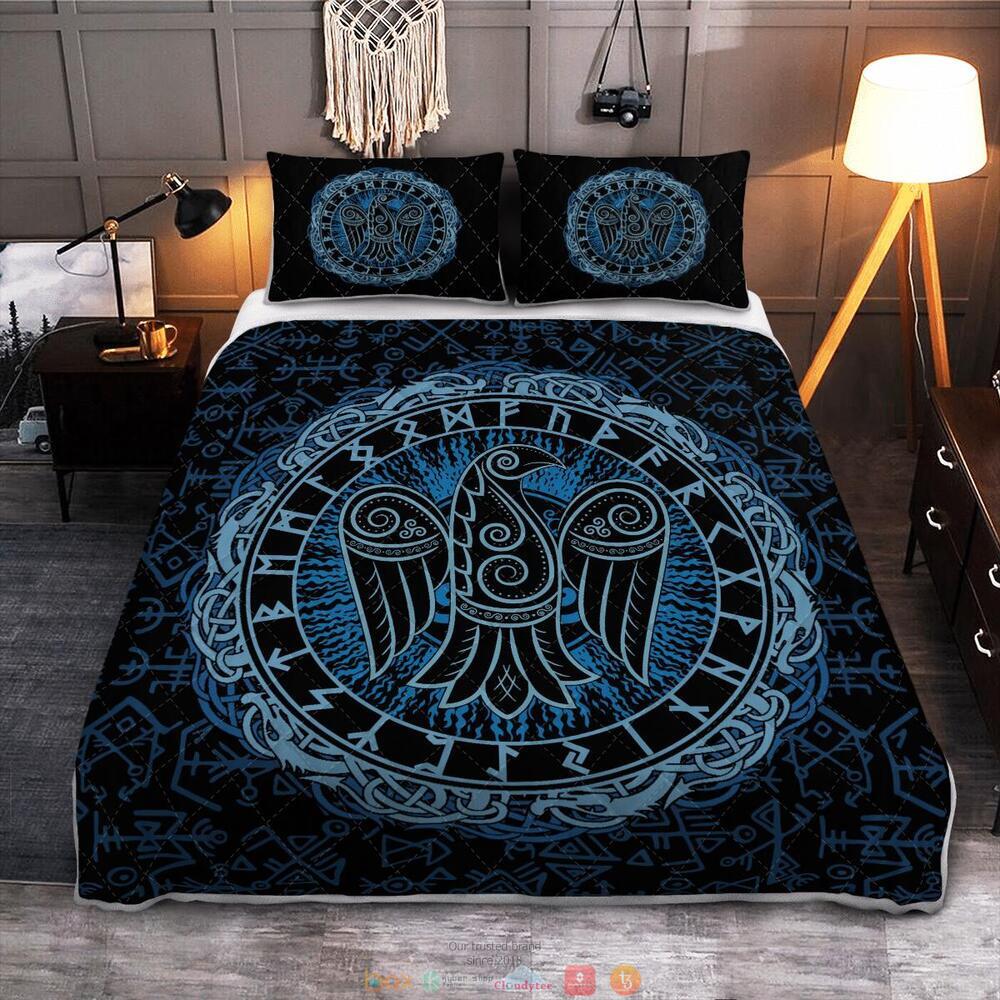 Raven And Rune Viking Quilt Bedding Set