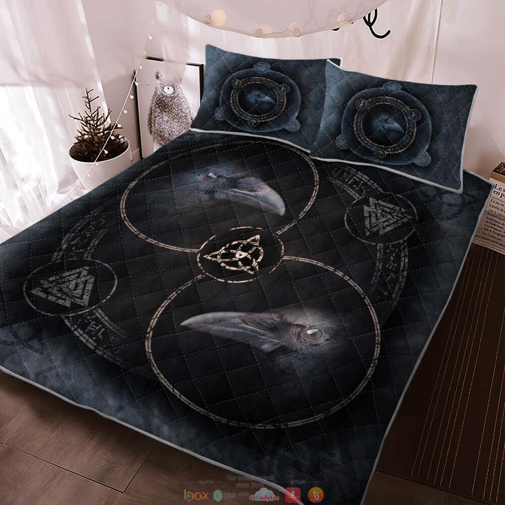 Raven And Runic Valknut Quilt Bedding Set 1