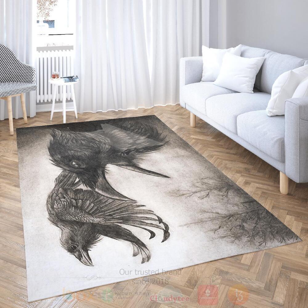 Raven Of Odin Huginn and Muninn Viking Area Rug 1