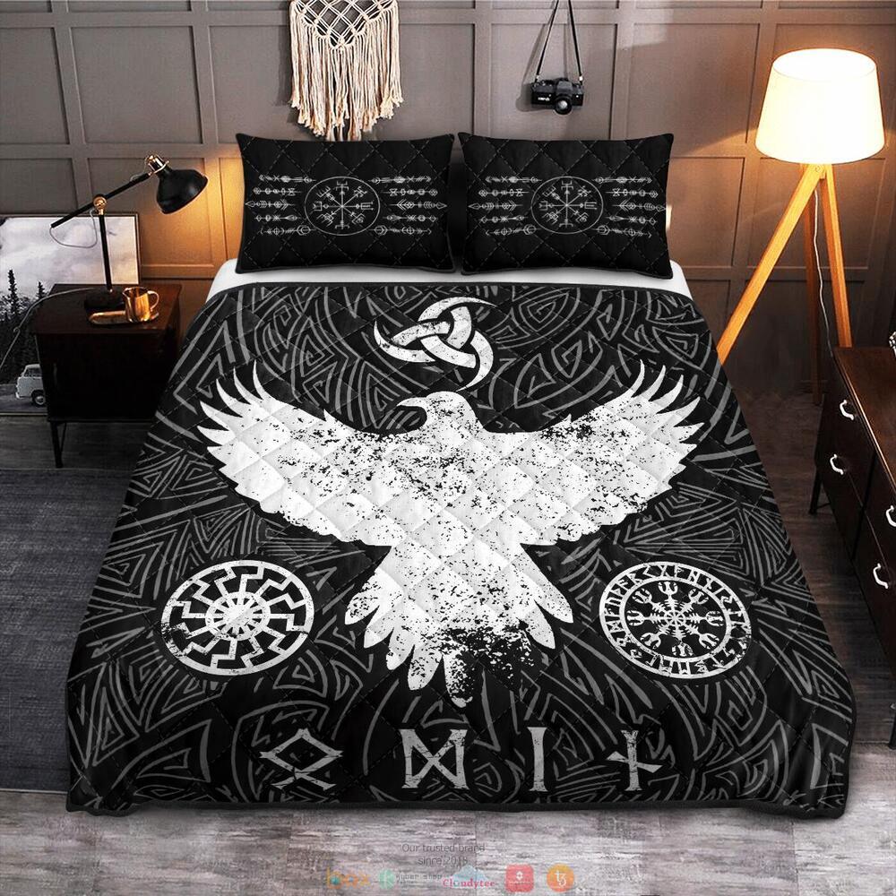 NEW Raven Vegvisir Black Quilt Bedding Set 3 Raven Vegvisir Black Quilt Bedding Set 1 2
