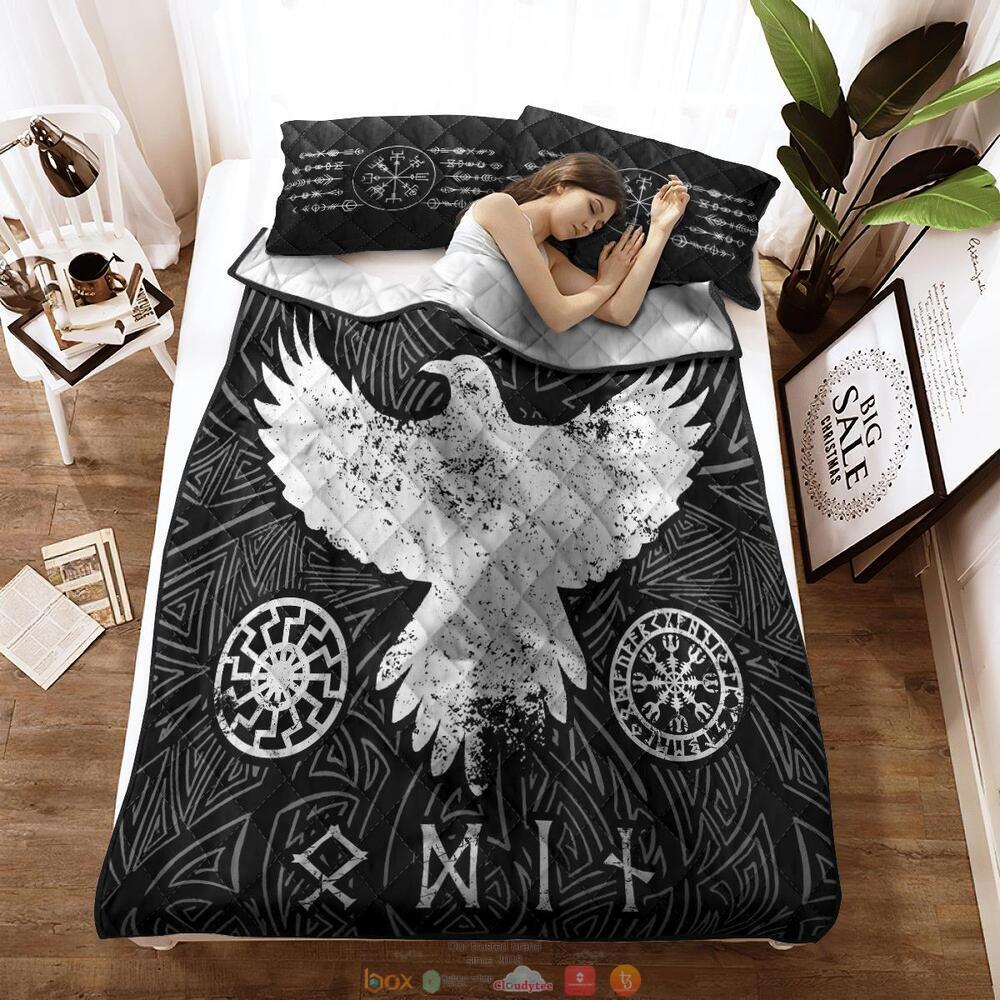 NEW Raven Vegvisir Black Quilt Bedding Set 4 Raven Vegvisir Black Quilt Bedding Set 1 2 3