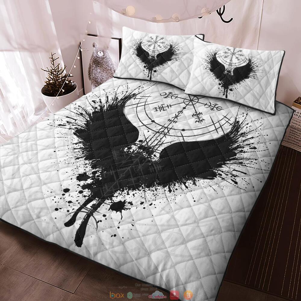 NEW Raven Vegvisir Black White Quilt Bedding Set 5 Raven Vegvisir Black White Quilt Bedding Set 1 2 3 4