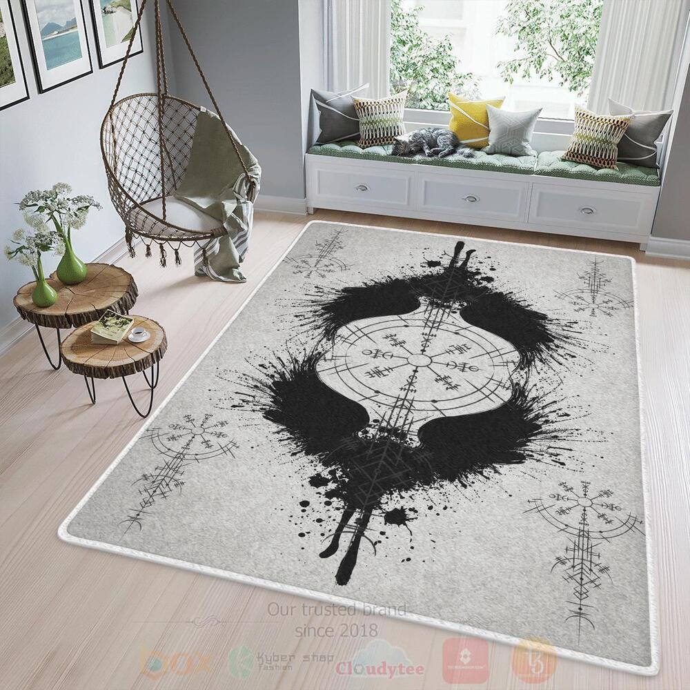 Raven Vegvisir Viking Viking Area Rug
