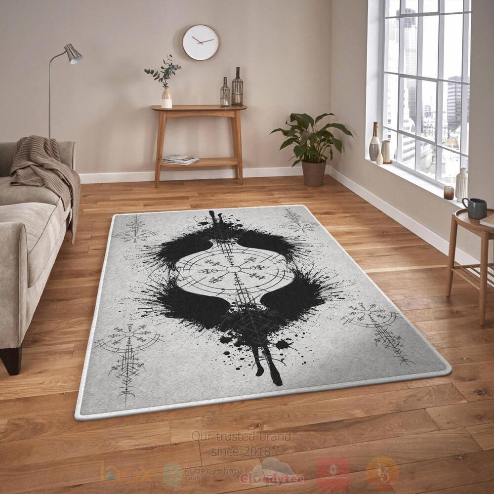 Raven Vegvisir Viking Viking Area Rug 1