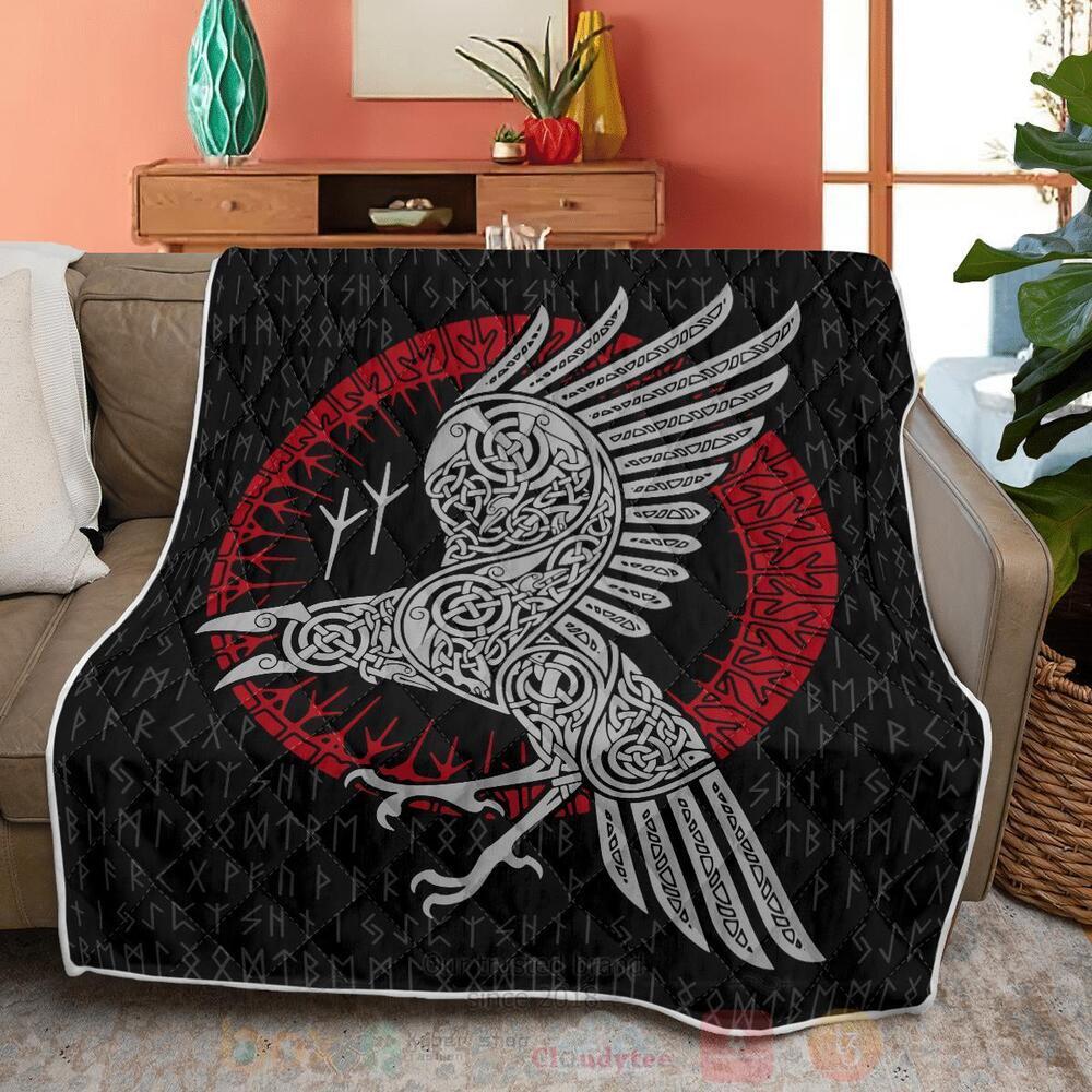 Raven Viking And Rune Quilt