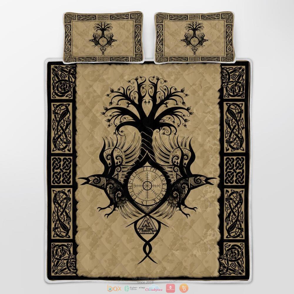 Raven With Yggdrasil Quilt Bedding Set 1