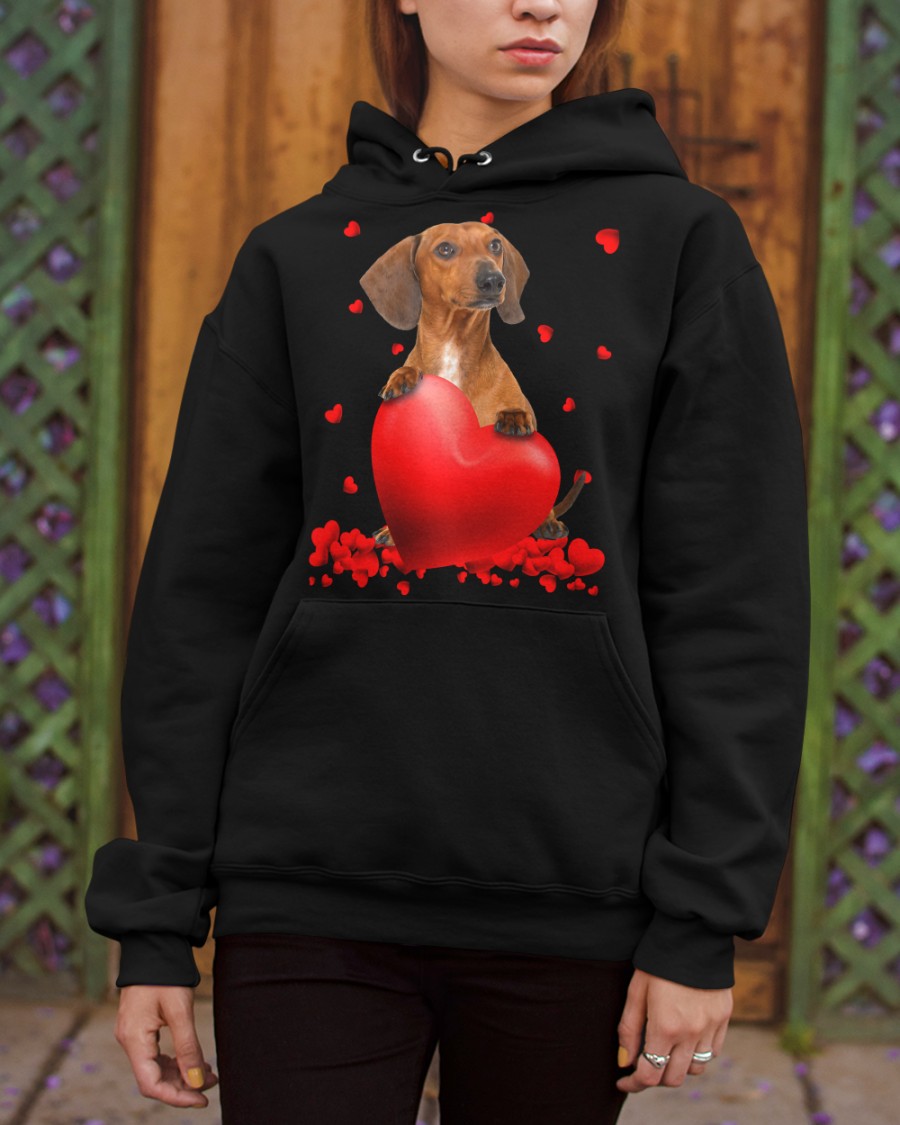 Red Dachshund Valentine Hearts jersey shirt, hoodie 6 Red Dachshund Valentine Hearts shirt hoodie 6