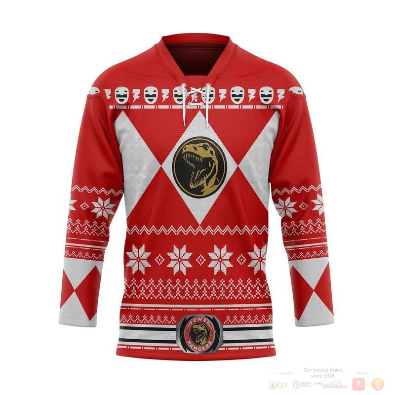 Red Mighty Morphin Power Rangers Hockey Jersey 1 Red Mighty Morphin Power Rangers Hockey Jersey