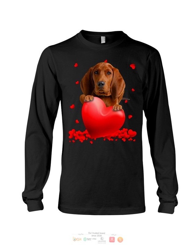 Valentine Hearts Redbone Coonhound hoodie, shirt 3 Redbone Coonhound Valentine Hearts shirt hoodie 1 2