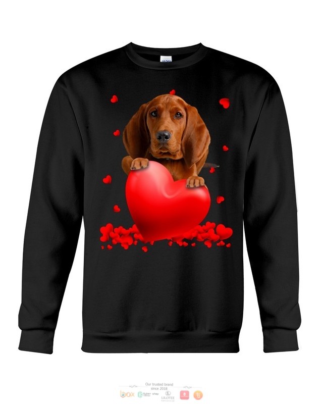 Valentine Hearts Redbone Coonhound hoodie, shirt 5 Redbone Coonhound Valentine Hearts shirt hoodie 1 2 3 4