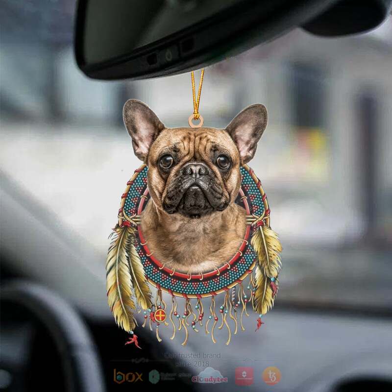 Rench Bulldog In Dreamcatcher Car Ornament