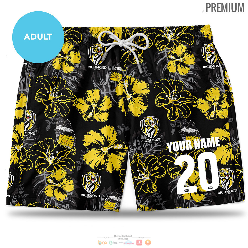 Personalized AFL Richmond Tigers Hawaiian shorts 2 Richmond Tigers AFL Hawaiian shorts 1