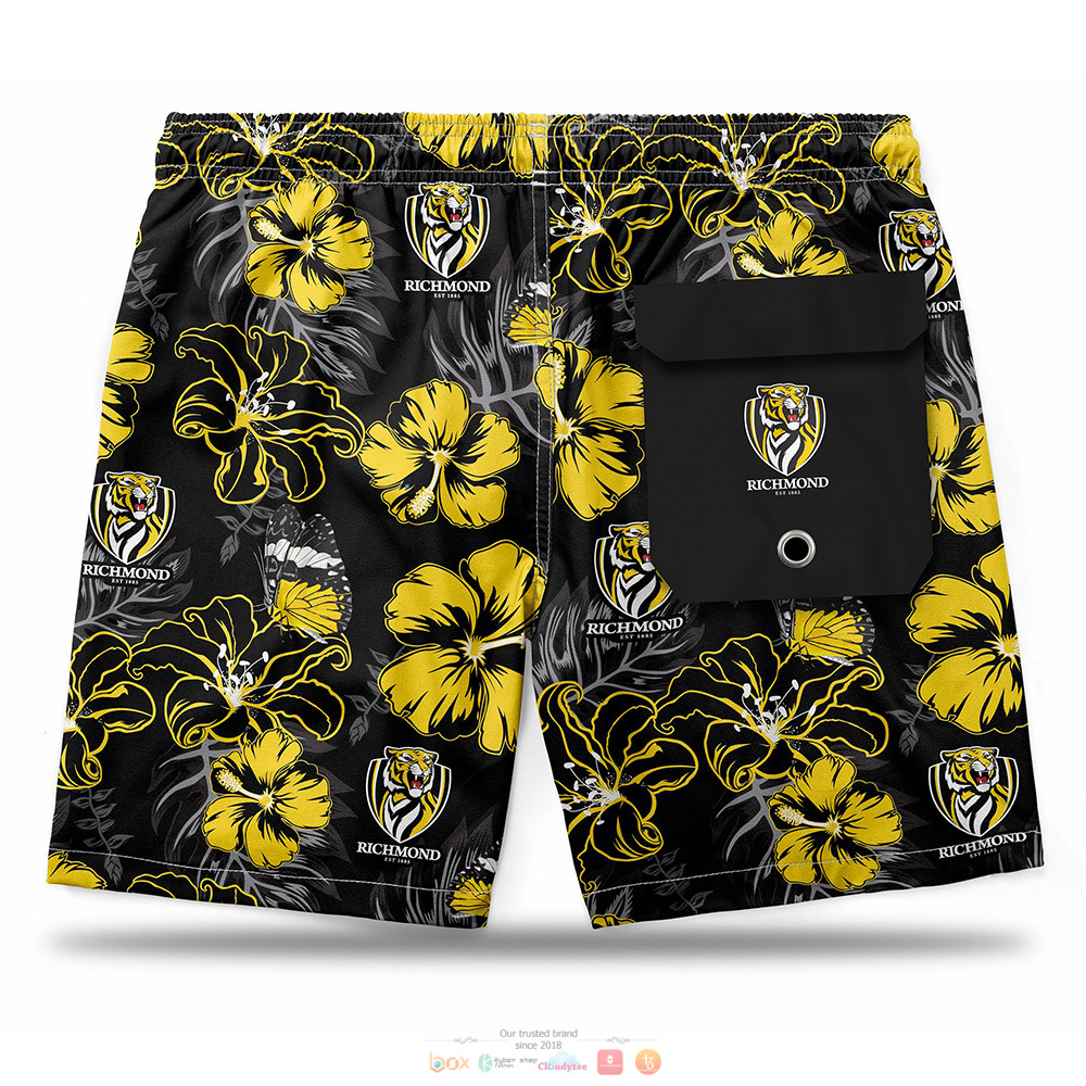 Personalized AFL Richmond Tigers Hawaiian shorts 4 Richmond Tigers AFL Hawaiian shorts 1 2 3