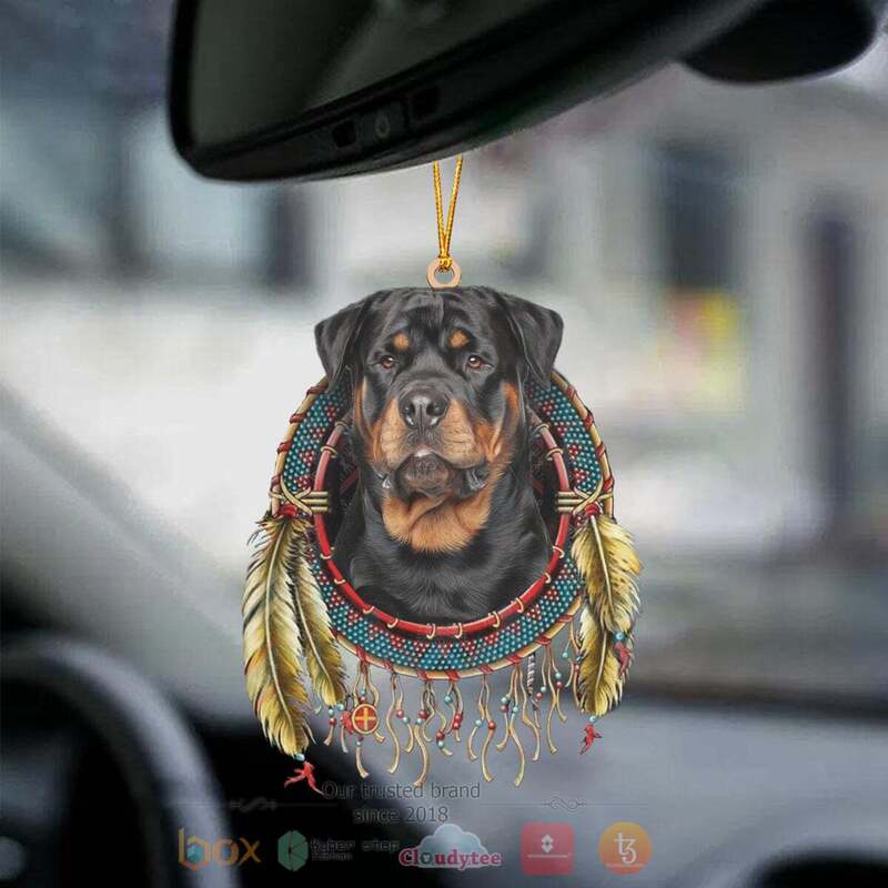 Rottweiler In Dreamcatcher Car Ornament