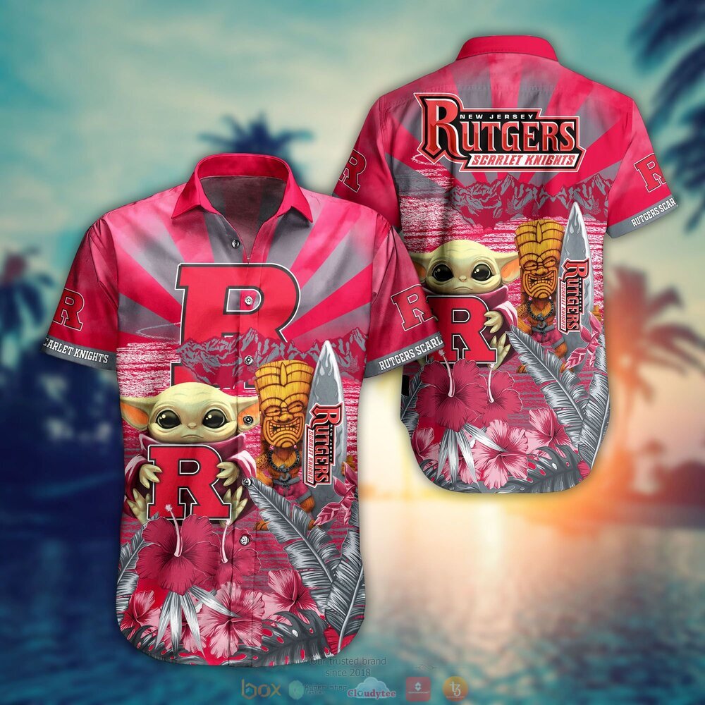 Rutgers Scarlet Knights Baby Yoda NCAA Hawaiian Shirt, Shorts 8 Rutgers Scarlet Knights NCAA Baby Yoda Hawaiian Shirt Shorts