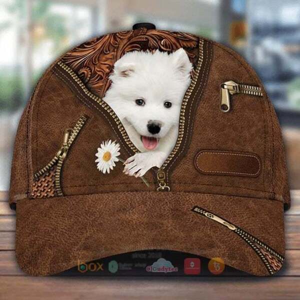 Samoyed Holding Daisy Cap Hat