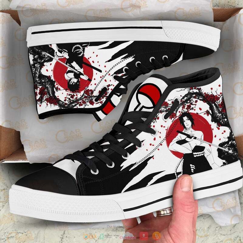 Sasuke Uchiha Anime Naruto canvas high top shoes 1