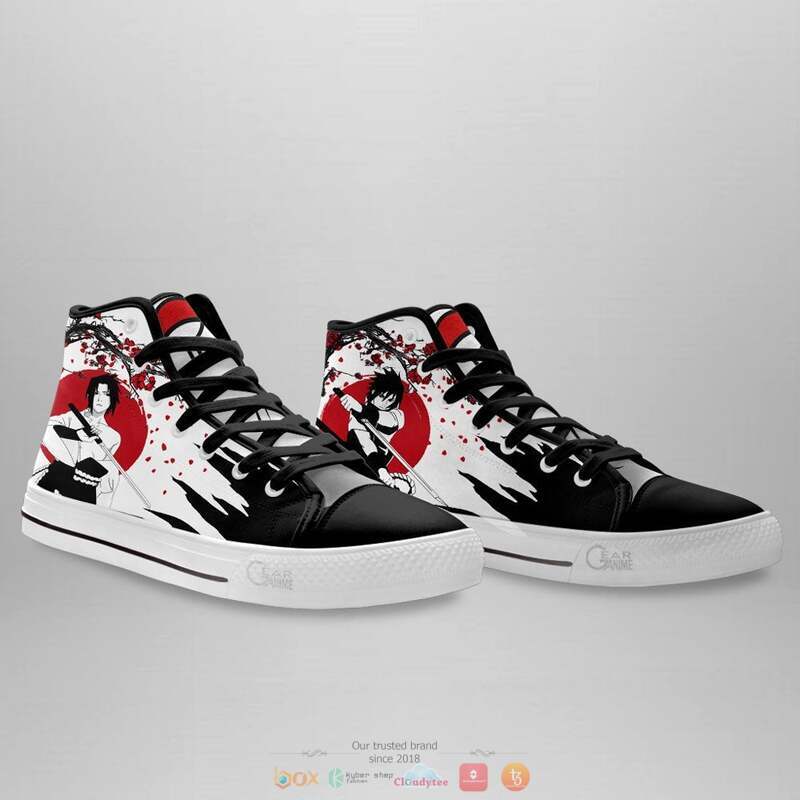 Sasuke Uchiha Anime Naruto high top canvas shoes 3 Sasuke Uchiha Anime Naruto canvas high top shoes 1 2