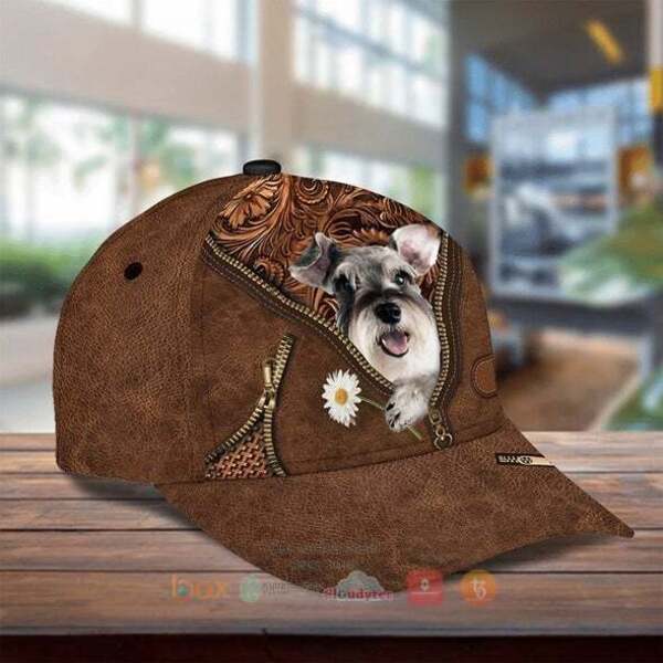 BEST Schnauzer Holding Daisy Hat Cap 2 Schnauzer Holding Daisy Cap Hat 1