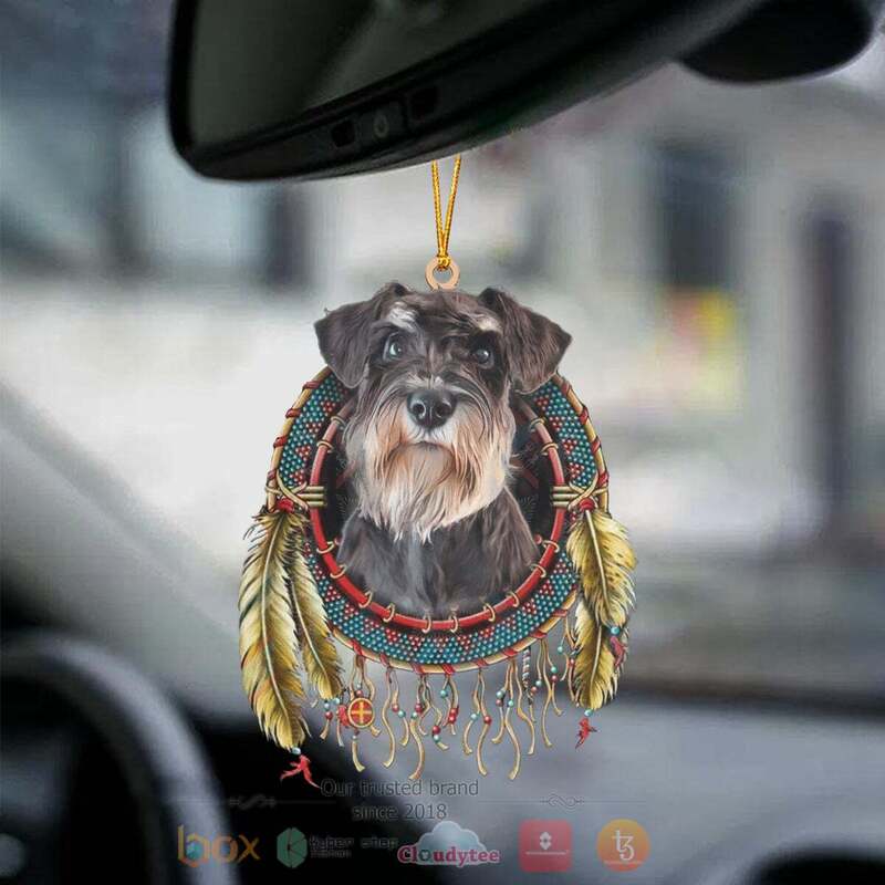 Schnauzer In Dreamcatcher Car Ornament