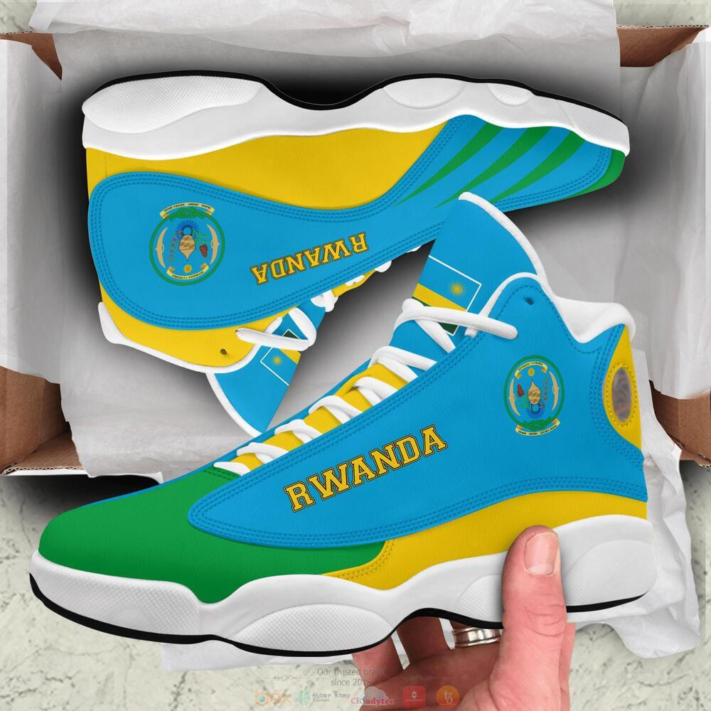 Seal of Rwanda blue green Air Jordan 13 shoes
