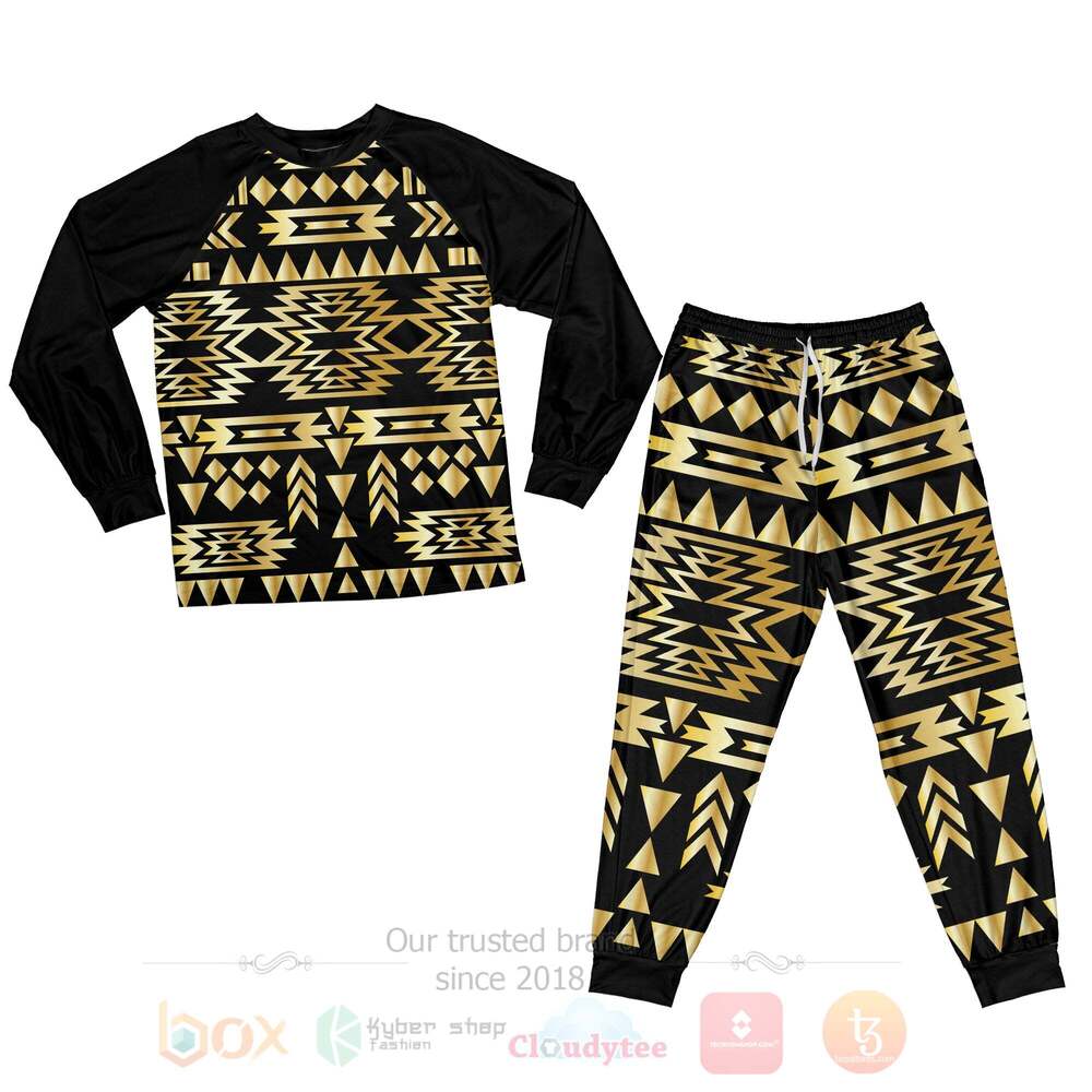 Seamless Yellow Pattern Pajamas Set