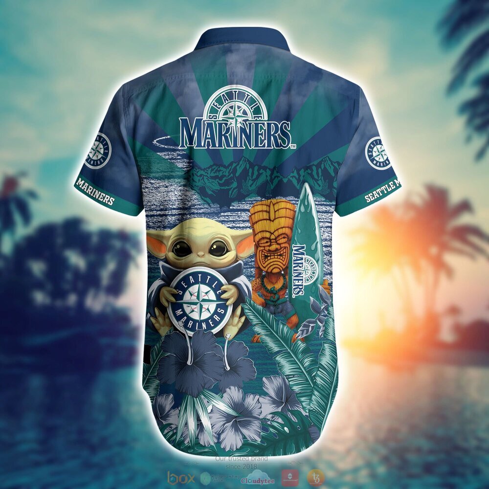Seattle Mariners Baby Yoda MLB Hawaiian Shirt, Shorts 3 Seattle Mariners MLB Baby Yoda Hawaiian Shirt Shorts 1 2