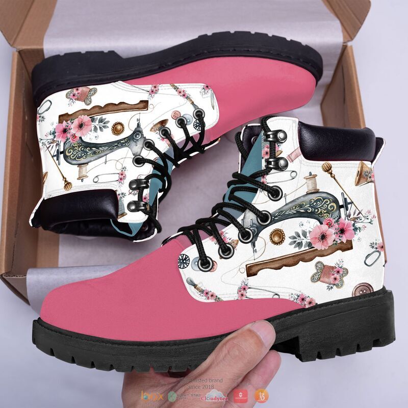 Sewing Machine Flowers Timberland Boots