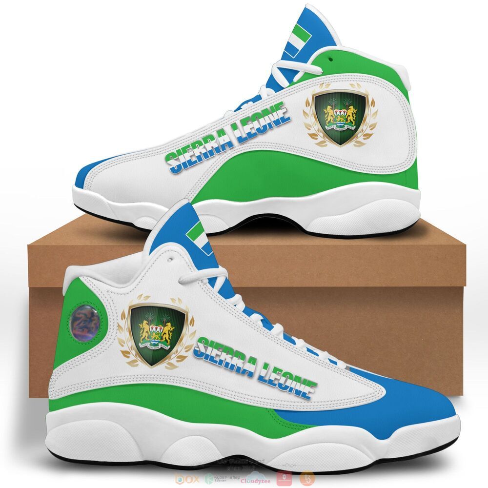 Sierra Leone flag Personalized Air Jordan 13 sneaker 3 Sierra Leone flag Air Jordan 13 shoes 1 2