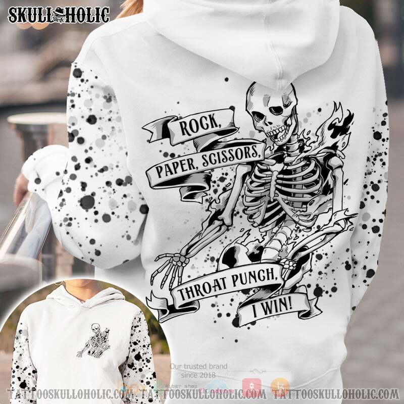 Skelton Ribbon Rock paper scissors 3d shirt hoodie