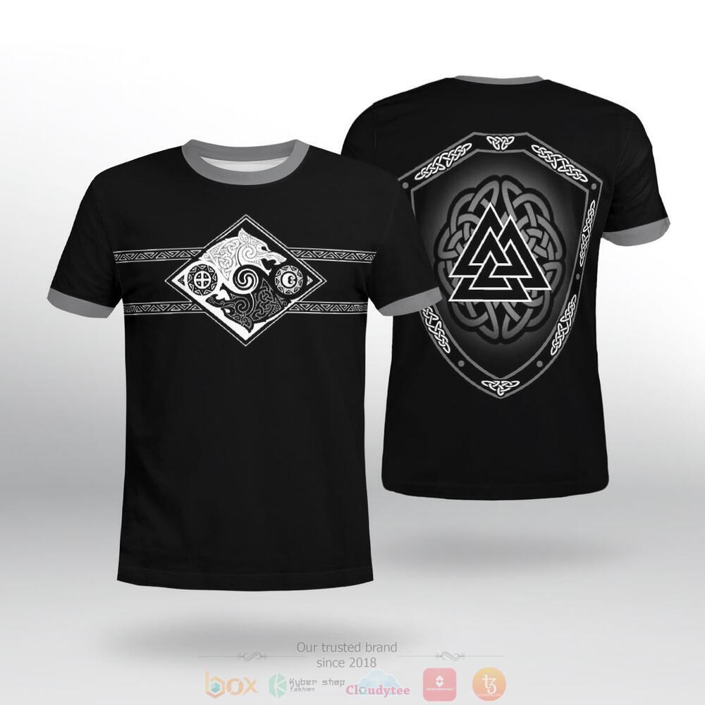 Skoll and Hati Valknut Shield jersey shirt, hoodie 2 Skoll and Hati Valknut Shield 3d shirt hoodie 1