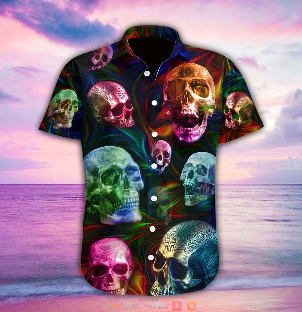 NEW Skull Colorful hawaiian shirt 5 Skull Colorful hawaiian shirt