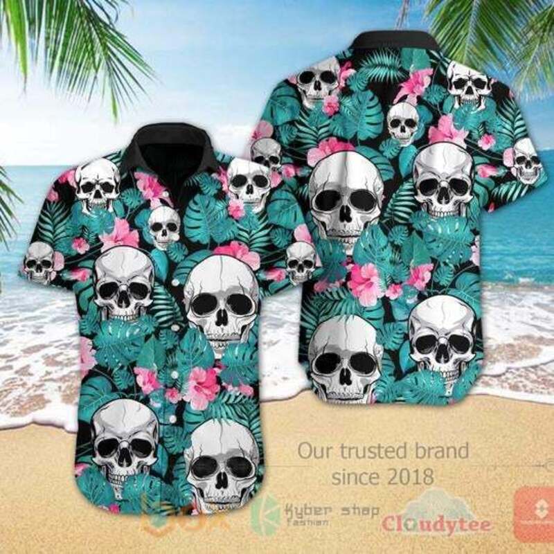 Skull Tropical Flower Hawaiian Shirt