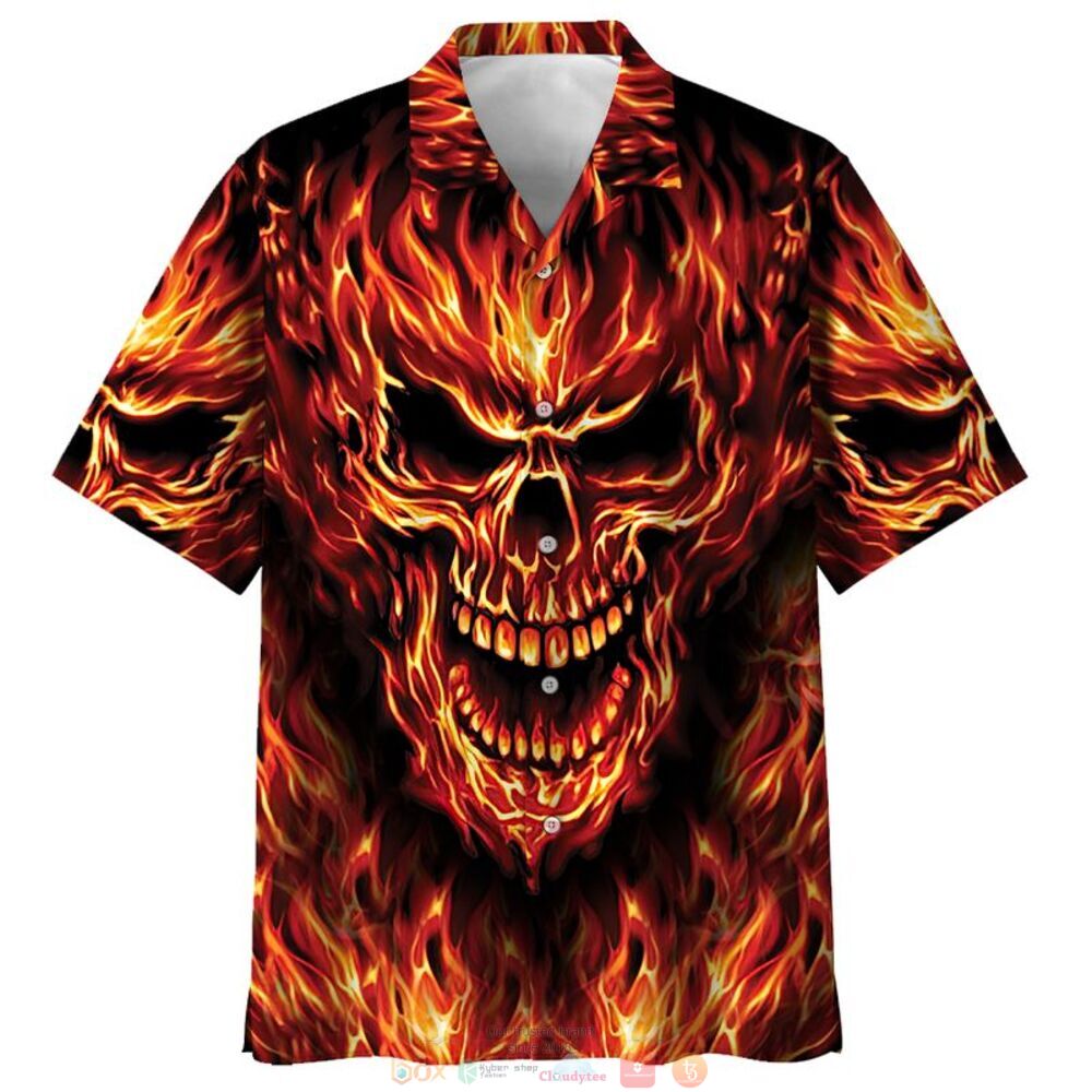 Skull fire hawaiian shirt