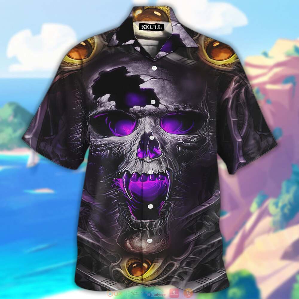 Skull purple hawaiian shirt