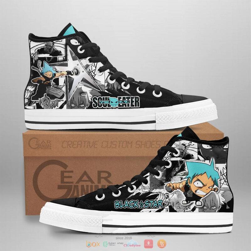 Soul Black Star Anime Soul Eater canvas high top shoes