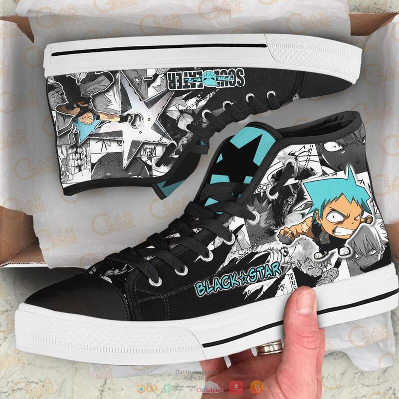 Soul Black Star Anime Soul Eater canvas high top shoes 1