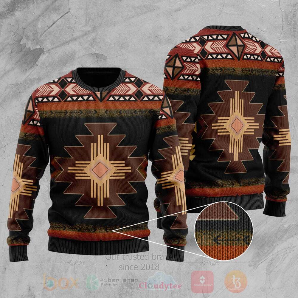 Southwest Brown Symbol Native American Sweater