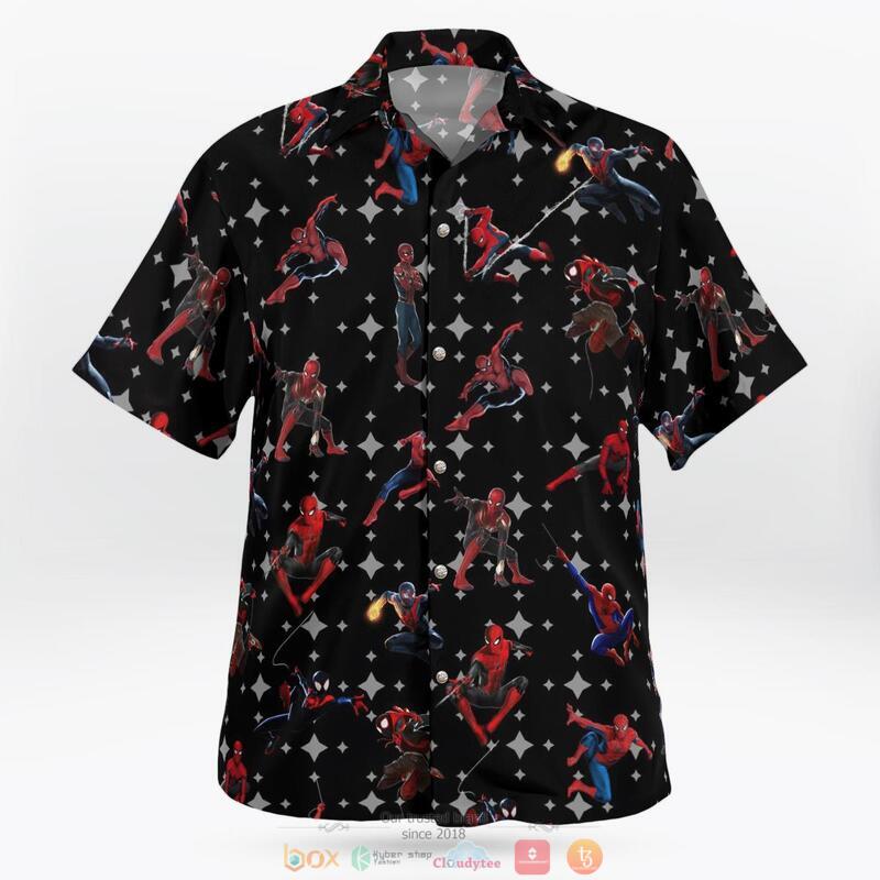 Spider Man Black Hawaiian Shirt 2 Spider Man Black Hawaiian Shirt 1