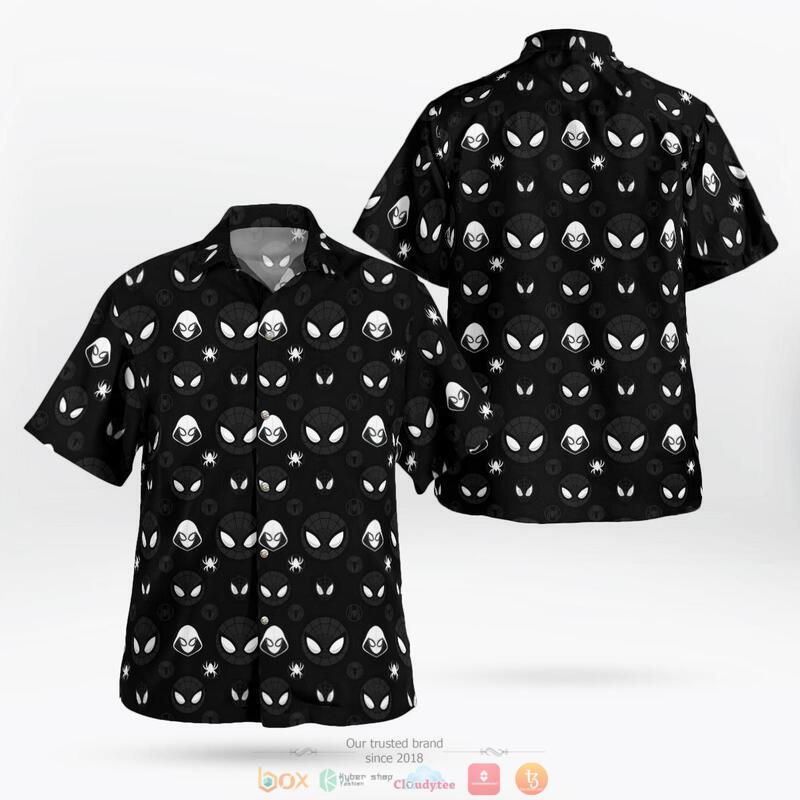 Spider Man Multiverse Mask Black Hawaiian Shirt