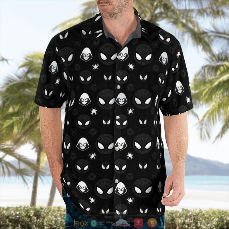 Spider Man Multiverse Mask Black Hawaiian Shirt 2 Spider Man Multiverse Mask Black Hawaiian Shirt 1