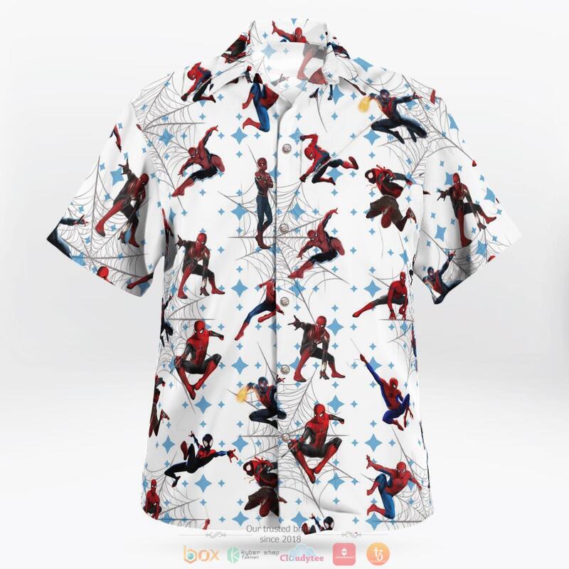 Spider Man White Hawaiian Shirt 4 Spider Man White Hawaiian Shirt 1 2 3