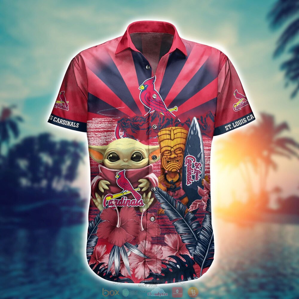 St Louis Cardinals Baby Yoda MLB Hawaiian Shirt, Shorts 2 St Louis Cardinals MLB Baby Yoda Hawaiian Shirt Shorts 1