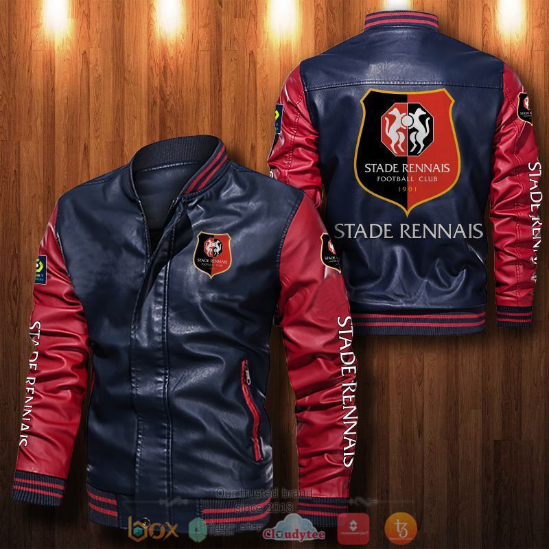 Stade Rennais FC Bomber leather jacket 4 Stade Rennais FC Bomber leather jacket 1 2 3