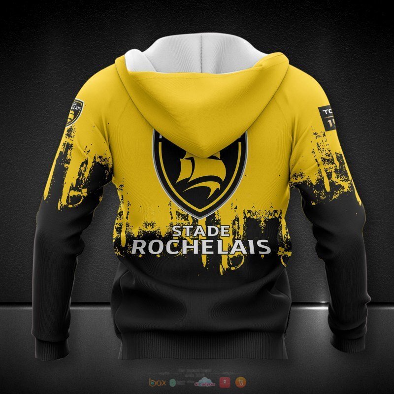 Stade Rochelais black yellow 3d shirt, hoodie 2 Stade Rochelais black yellow 3d shirt hoodie 1